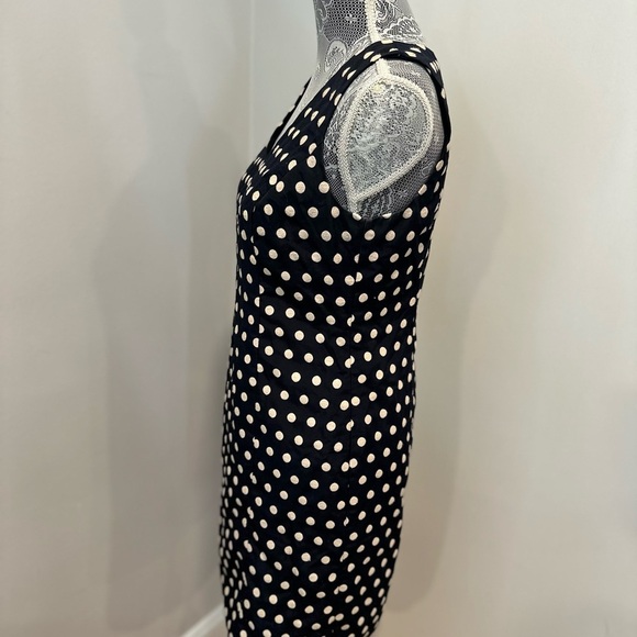 Ann Taylor Women Petite Sz:4 Black/ Cream Embroidered polka dot Sleeveless Dress - Picture 10 of 12